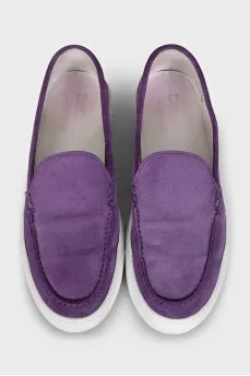 Purple suede loafers