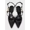 Leather slingbacks with metal decor