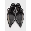 Leather slingbacks with metal decor