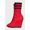 Lace-up wedge boots