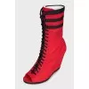 Lace-up wedge boots