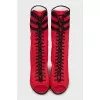 Lace-up wedge boots