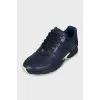 Blue leather lace-up sneakers