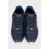 Blue leather lace-up sneakers