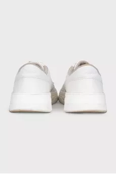Men's white leather sneakers with logo