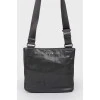 Men's black leather shoulder bag