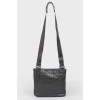 Men's black leather shoulder bag