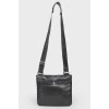 Men's black leather shoulder bag