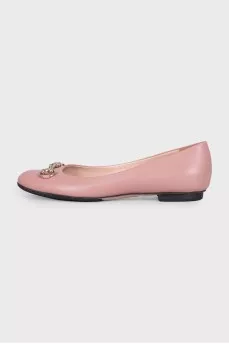 Leather ballet flats with gold trim