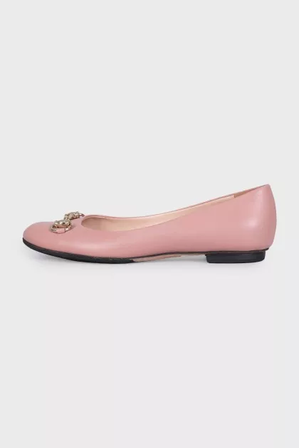 Leather ballet flats with gold trim