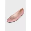 Leather ballet flats with gold trim