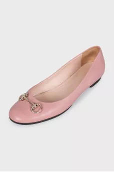 Leather ballet flats with gold trim