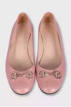 Leather ballet flats with gold trim
