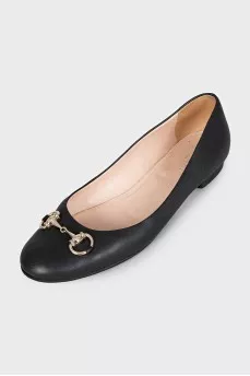 Leather ballet flats with decoration