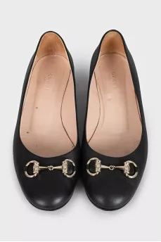 Leather ballet flats with decoration