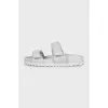 Gray leather sandals