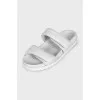 Gray leather sandals