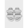 Gray leather sandals