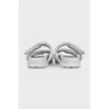 Gray leather sandals