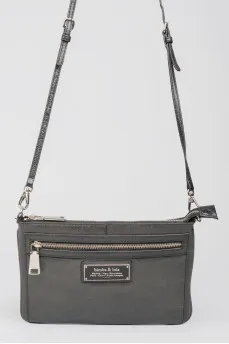 Black leather handbag with zippers