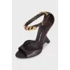 Leather sandals with a shaped wedge heel
