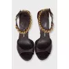 Leather sandals with a shaped wedge heel