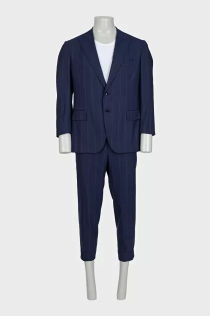 Men's blue suit with wool trousers