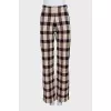 Checkered straight-leg trousers with elastic waistband