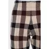 Checkered straight-leg trousers with elastic waistband