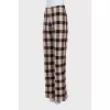Checkered straight-leg trousers with elastic waistband