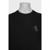 Men's black straight-cut embroidered t-shirt