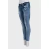 Синие skinny джинсы с эффектом потертости