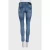 Синие skinny джинсы с эффектом потертости