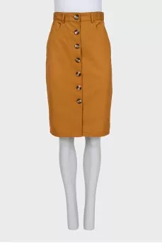 Straight-cut button-down skirt with pockets