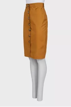 Straight-cut button-down skirt with pockets