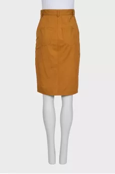 Straight-cut button-down skirt with pockets