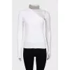 White one-shoulder top with embellished collar