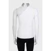 White one-shoulder top with embellished collar