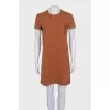 Brown straight-cut t-shirt dress