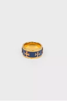 Golden ring with blue insert