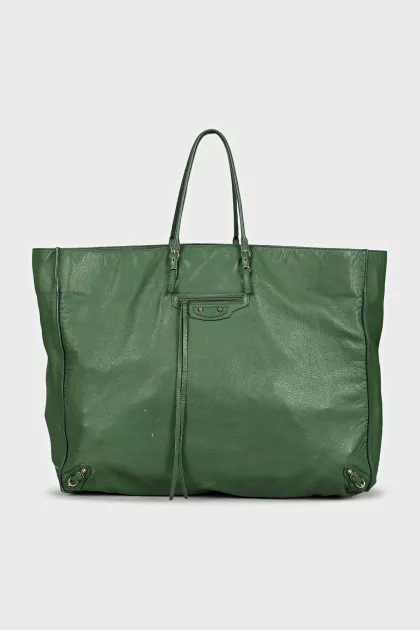 Зеленый шоппер из кожи 