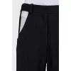 Black straight-leg trousers with cutouts
