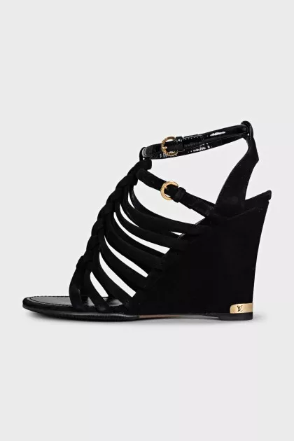 Black suede sandals