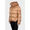 Brown down jacket with a hood
