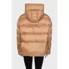 Brown down jacket with a hood