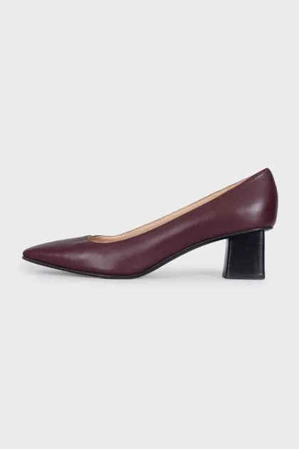 Purple shoes with stacked heels