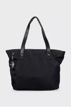 Zippered shopper with leather handles