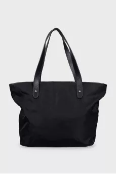 Zippered shopper with leather handles