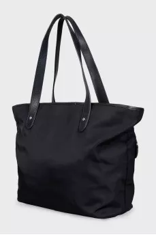 Zippered shopper with leather handles