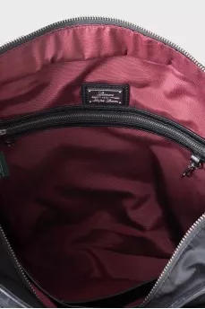 Zippered shopper with leather handles